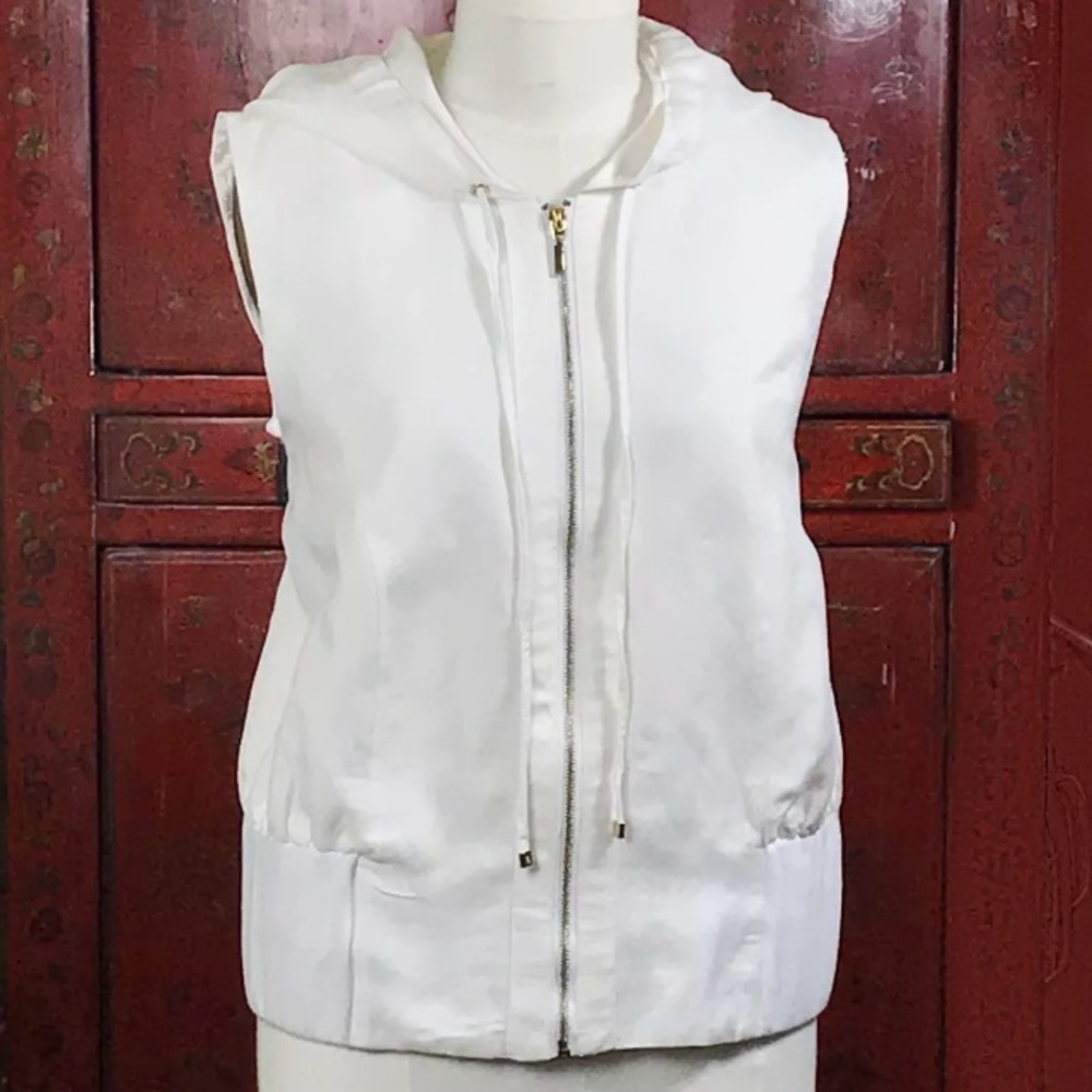 Ashley Stewart Sleeveless Linen Blend Vest